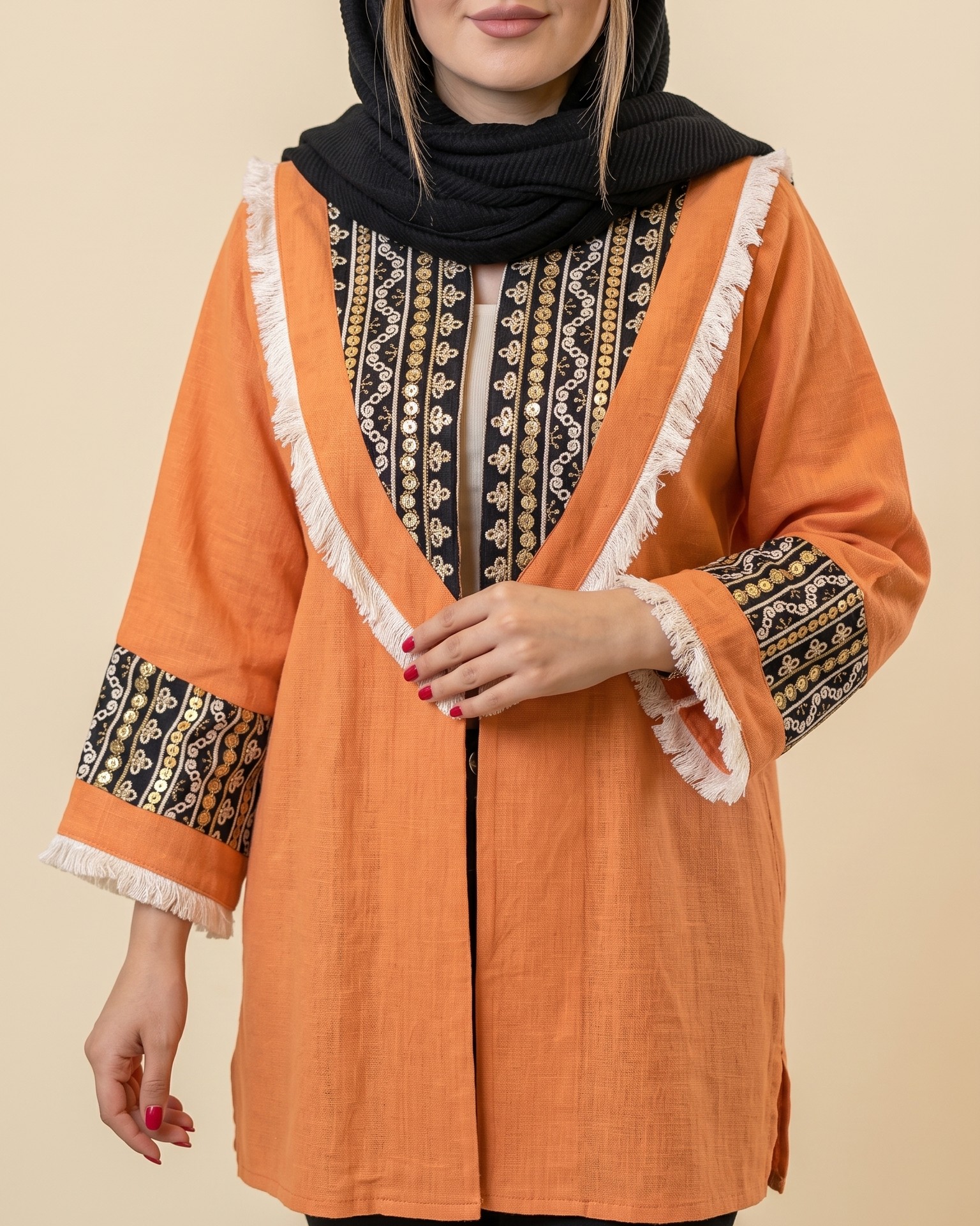 کت لینن زنانه با خرجکار هندی